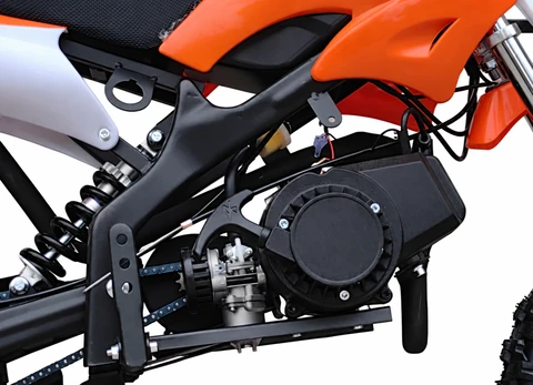 Illustrative orange KidMoto bike: fitted engine