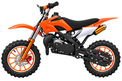Illustrative orange KidMoto bike: studio overview